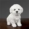 Generic Scultura decorativa a forma di simpatico Bichon Frise, realistica statuetta di cucciolo di animale domestico, statuetta moderna in resina artigianale per camera da letto (bianco)