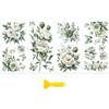 Peacoblue Decalcomania Trasferibile Adesiva Sticker per Mobili Decorazione Artigianale 15x30CM Fiori Verdi, 3 Pezzi Impermeabile UV DTF Transfer per Cassetto Cassettiera Vetro Porcellana Legno