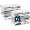 LANE LINEN Set di 12 strofinacci da cucina e strofinacci, 100% cotone, ad asciugatura rapida, 45,7 x 71,1 cm, assorbenti e strofinacci, morbidi asciugamani per la cucina, colore grigio