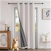 Joydeco 100% tende oscuranti, effetto lino, 1 pezzo, tenda oscurante per porta, con occhielli, protezione termica dal freddo, per camera da letto, soggiorno, bianco puro, 240 x 140 cm