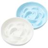 PTOBER Ciotole per Gatti Anti Ingozzamento - Set di 2 Ciotole Gatto Ceramica a lenta alimentazione - Ciotola Doppia per Gatti Serie Pastel - Sicuro per Lavastoviglie e Microonde - Bianco e Blu