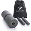 BODYMATE CARE with CORE Faszien Set composto da rullo fasciale Care, 35 x 14 cm, medio duro con scanalatura perimetrale, due piccole ruote con superficie liscia e scanalata, 20 x 4,5 cm, nero con