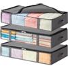 Lifewit Contenitori Sottoletto, Scatole Vestiti con Finestra Frontale Trasparente, Organizer per Armadi e Contenitori per Asciugamani, Vestiti, Coperte, Grigio, 65 L, 3 Pezzi