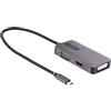 StarTech.com Adattattore USB C a HDMI DVI o VGA, Adattatore video multiporta fino a 4K 60Hz, Compatibile con Thunderbolt 3 e 4, Adattatore USB type C a VGA HDMI in Alluminio (118-USBC-HDMI-VGADVI)