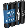 ANSMANN batteria ricaricabile AAA 550mAh NiMH 1.2V - Batterie ricaricabili micro AAA a bassa autoscarica ideali per telecomandi, luci da giardino, giocattoli, dispositivi medici (4 pezzi)
