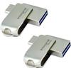 Integral Confezione da 2 unità flash USB 3.2 Gen 1 tipo C e tipo A da 128 GB, 360, con alloggiamento in metallo solido, velocità di trasferimento elevate e plug and play, per iPhone 15, serie 16