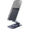 Mars Gaming MA-RSS, Supporto per Smartphone Pieghevole, Rotazione Dinamica 360° + Regolazione dell'Altezza e Angolo di 180°, Supporto per Cellulare in Alluminio, Antiscivolo, Grigio Scuro