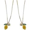 Generic Confezione da 2 collane trasparenti a forma di limone, da donna, con ciondolo a forma di frutta, con catena dorata, per feste, compleanni, matrimoni