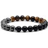 arana's - Bracciale in tormalina, ematite e occhio di tigre - portafortuna per uomo e donna - Tripla protezione contro l'invidia e le cattive energie, 19 cm, Pietra, Occhio di tigre Ematite Tormalina