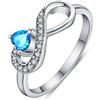JO WISDOM Anelli Cuore Infinito Argento 925 AAA Zirconia Cubica Marzo Birthstone Colore Acquamarina