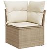 vidaXL Divano Angolare da Giardino con Cuscini Beige in Polyrattan