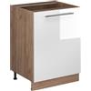 Vicco Mobiletto base cucina Fame-Line, Bianco lucido/Rovere dorato, 60 cm 1 anta senza piano di lavoro