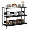 HOMCOM Isola da Cucina Bancone Bar con Ripiani, Scaffale da Cucina con Piano Effetto Marmo e Struttura in Metallo, 100x50x90cm, Nero e Bianco
