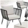 tectake® Set 2 Poltrone da Giardino, Polyrattan Resistente, 2 Poltrone Design Elegante, Cuscini Extra Spessi, Ideale per Salotto da Esterno, Arredo Giardino Moderno - Antracite