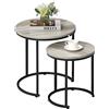 Vida Designs Brooklyn - Set di 2 tavolini rotondi impilabili, con struttura in metallo, colore: grigio