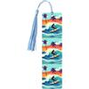 WURTON Segnalibro in legno con stampa ondulata di surfista hawaiano, per Natale, matrimonio, festa di compleanno, decorazioni artigianali, nappe colorate