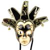 YU FENG Jester Bells Full Face Venetian Mask Black Jocker One Size Novelty Item for Party