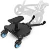 Jaxguom Kiddy Board per passeggino con sedile, pedana universale con sedile rimovibile, doppia ruota a 360 gradi, regolabile, fino a 25 kg, blu