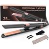BESTOPE MIX Piastra per Capelli, 25MM Piastra Capelli 2 in 1 Rivestimento Ceramico Display LCD, Piastre per Riscaldamento ultra rapido per spessi, crespi e lunghi,Piastra 80-230°C,Rosa e Nero