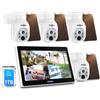 Hiseeu 【100% Senza Fili+PTZ】Hiseeu Kit Videosorveglianza WiFi Solare Esterno con 10"...