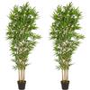 Set 2 Piante Artificiali di Bamboo 70x70x185 cm in Plastica con Vasi Verde