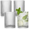 WANDGU Set di 4 bicchieri lunghi drink scanalati da 250 ml: tazze da caffè, vetro trasparente, bicchieri di alta qualità, tazze da caffè per tè, latte, whisky, succo, mojito