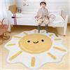 Poowe - Tappeto a forma di fiore, lavabile, rotondo, morbido, per soggiorno, ragazze, camera da letto, tappeto circolare soffice, antiscivolo, rotondo, tappetino per l'ingresso, cucina, 100 cm, giallo