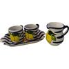 Generico Tazzine Dipinto Limoni con Brocca Fatte a Mano in Ceramica Made in Italy