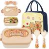FCXVXCL Capybara Borsa Porta Pranzo Cartoni Animati Scatola Pranzo con Scomparti e Posate Portatile Design Sicurezza Forno Microonde Impermeabile per Bambini Lavoro Scuola Ufficio