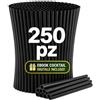 MC 250 Cannucce Carta Nere Dritta Cannucce 20 cm x 7 mm per Cocktail e Aperitivi - Cannucce Monouso per Mojito, Spritz, Gin Tonic, Bar, Feste e Bevande Calde e Fredde