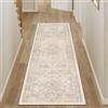 PureCozy Vintage Tappeto Cucina Beige 60x180cm Tappeto Camera da Letto Lavabile in Lavatrice Grandi Tappeti Sala Soggiorno Ufficio Carpet Pelo Corto Antiscivolo Rug