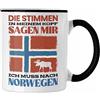 Trendation Regali norvegesi Mug Flag North Cape Moose Le voci nella mia testa dicono che devo andare in Norvegia (Nero/Schwarz)