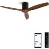 CREATE / WINDCALM NATURAL WOOD M/Ventilatore da soffitto nero pale legno scuro con Wifi e telecomando / 40W, Temporizzatore, Ø132 cm, 6 velocità, silenzioso, funzione estate-inverno