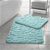 EXQUIZIT HOME Tappetino da bagno in memory foam, ciottoli ad asciugatura rapida, antiscivolo, ultra assorbente, set da 2 pezzi (acqua)