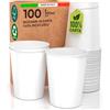 Baciato Caffè 100 Bicchieri Bianchi in Carta Usa e Getta per Acqua Caffè Bevande Fredde e Calde da 200ml Made in Italy di Colore Bianco Biodegradabili Compostabili Ecologici Eco Friendly - 100% Carta