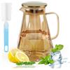 YIK TUNG Caraffa in vetro da 2 litri, con manico e coperchio in acciaio inox dorato, brocca in vetro per acqua, succhi di frutta, latte, caffè, tè, lavabile in lavastoviglie, colore ambra