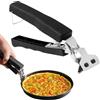 banjiabb Pinza per pizza per teglia per pizza, in acciaio inox, pinza per forno con protezione in silicone, clip per microonde per ciotole calde, piatti o ciotole