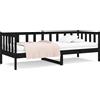 vidaXL Letto da giorno nero 90x190 cm in legno di pino massiccio