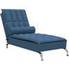 vidaXL Chaise longue da massaggio con bolster in tessuto blu