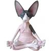 OEM Figurina decorativa di gatto rosa e grigio per lo yoga