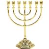 OEM Menorah placcata in oro, alta 17 cm, a 7 bracci, con motivo del Tempio