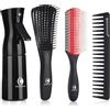 O BRUSHZOO Set di spazzole per capelli, spazzola districante per capelli ricci naturali 3/4abc, spazzole per capelli per donne, uomini, bambini, districanti, styling con flacone spray