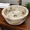 Kinaree Lavello rotondo in marmo di onice - Lavabo da appoggio realizzato a mano in pietra naturale - massiccio, lucido e unico - Ø ca. 40 cm - Bagno unico di Kinaree