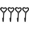 WheatThrive Set di 4 ganci da parete a forma di cuore, in ghisa, per appendere vestiti, asciugamani e chiavi, elegante decorazione per la casa (4 pezzi)