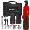 werktough Power Cordless Ratchet Wrench 3/8 Tool Kit con 2 batterie agli ioni di litio, 8 accessori e 1 caricabatterie rapido Rosso …