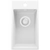 PRIMAGRAN Lavello da Cucina Tutto Bianco 28x50cm, Lavandino in Granito a 1 vasca + Sifone Classico, Lavabo da Cucina Incasso al Mobile 30cm - Riga S008