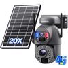 SHIWOJIA 20X Telecamera di Sorveglianza 4G Esterna, 6MP 360° PTZ Telecamera da Esterno Solare con Doppia Lente, Batteria Ricaricabile, 150m Visione Notturna a Colori, PIR Rilevamento Intelligente