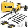 Gisam Sega a sciabola a batteria, 3500 SPM, motore senza spazzole silenzioso, 2 batterie da 4,0 Ah e 8 lame, sega elettrica a coda di volpe, per legno, metallo, PVC