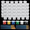 Sixfolo 60 Barattoli Vasi di Vernice Vuoti 10ml Strisce di Vernice Vuota con Coperchi Mini Contenitori Per Pittura in Plastica con 10 Pennelli per Pittura Artistica,10 Strisce