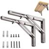 FORTSPANG Staffe Pieghevoli 300mm, 2 Pezzi Mensola Pieghevole, Staffe Mensole Pesanti, in Acciaio Inox, Carico Massimo 150KG, Per Garage, Cucina, Camera Da Letto